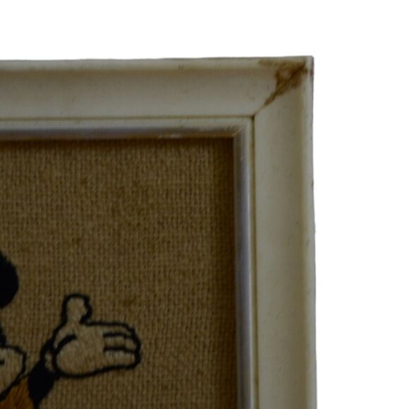 VTG Walt Disney 1960s Mickey Mouse Hopsack Embroidery Framed 5 7/8"x8" READ! - Picture 2 of 5